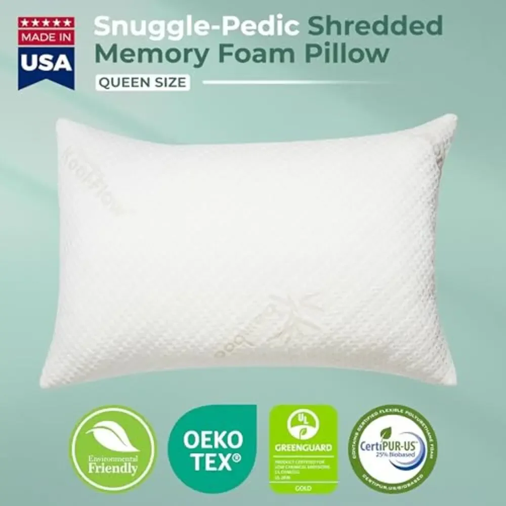 NWT Snuggle-Pedic Memory Foam Pillow - Queen, Side/Stomach/Back Sleepers white